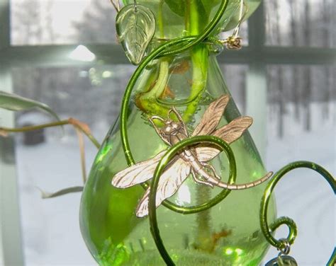 Reserved For Annemusingdesigns Green Dragonfly Vase Bud Vase Etsy
