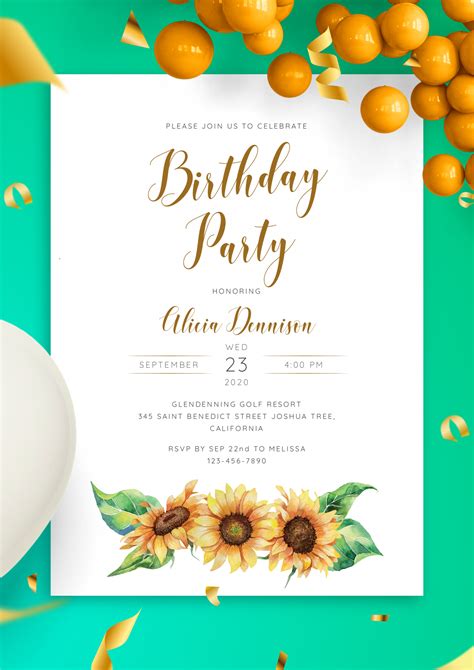 Free Printable Birthday Party Invitations Pdf
