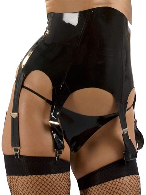 Honour Women S Sexy Suspender Belt In Rubber Black High Waisted With