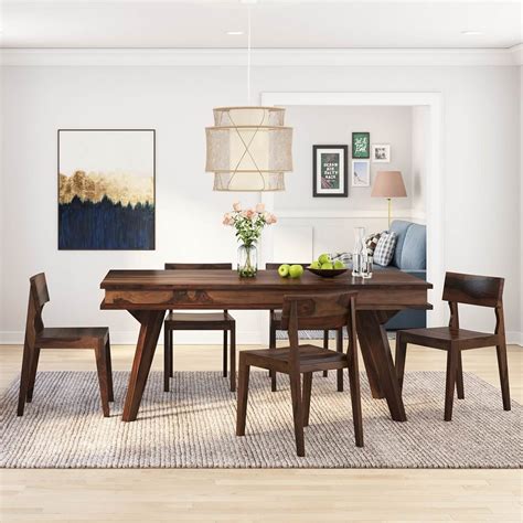 Petaluma Modern Rustic Solid Wood Dining Table And 6 Chair Set