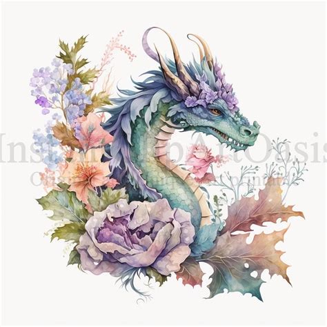 Floral Dragons Clipart 10 High Quality S Fantasy Dragon Instant