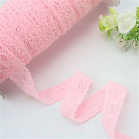 1 25mm 10 Yards Elastic Lace Trim Ribbon Embroidered Lace Fabric Stretch Elastic Ribbon For