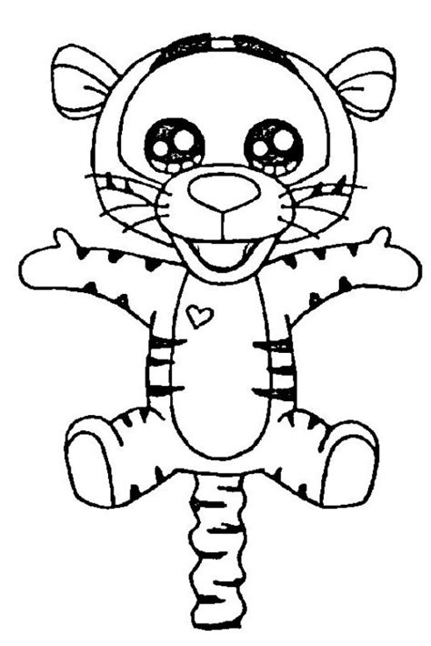 Dibujo Kawaii para colorear de tigre bebé2024