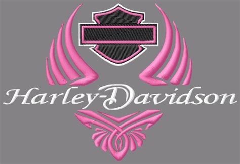 Pink Harley Davidson Logo Pink Winged Harley Davidson Embroidery