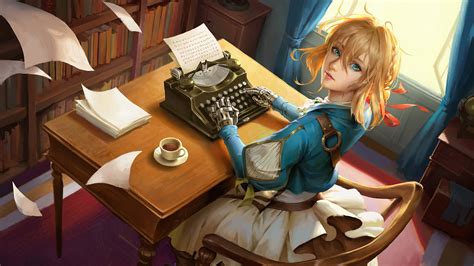 Violet Evergarden With Typewriter Anime Wallpaper 4k Ultra Hd Id4815