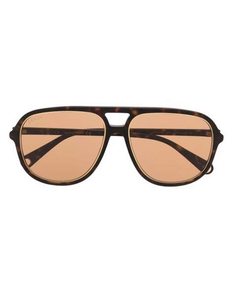 gucci tortoise shell aviator sunglasses in brown lyst
