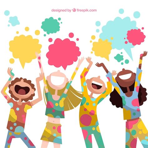 Free Vector People Celebrating Holi Festival In Hand Drawn Style