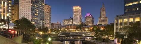 Downtown Providence Rhode Island City Skyline View Stock Image Image