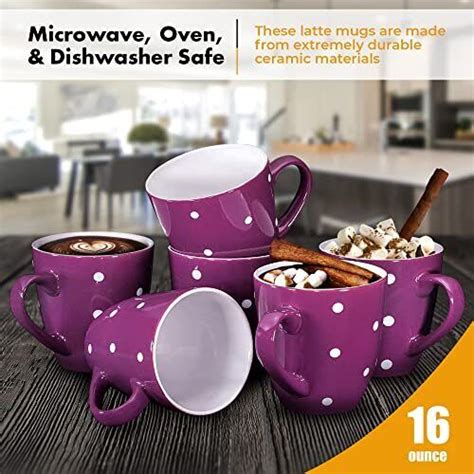 Bruntmor 16 Oz Polka Dot Coffee Mug Set Of 6 Large 16 Ounce Ceramic Mugcup Set Ebay