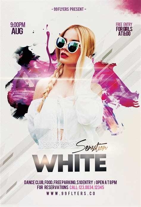 All White Party Flyer Template Free Psd Addictionary