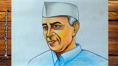 Jawaharlal Nehru Drawing With Color Pencil Youtube