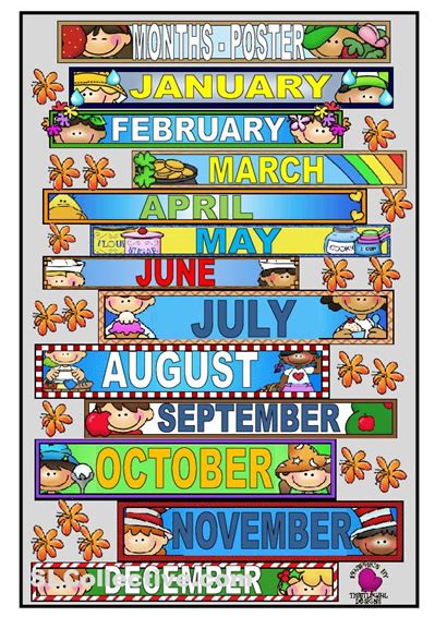 Months Of The Year Chart Poster Clipart Creationz D03 Preschool First