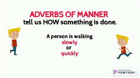 Try to create your own example, too! Adverbs of Manner - YouTube