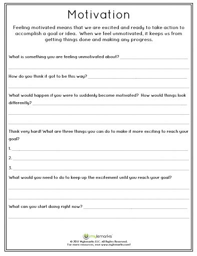 Motivation F In 2020 Therapy Worksheets Counseling Worksheets