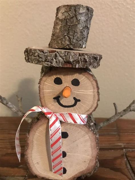 Wooden Log Snowmen Etsy Artisanat De Noël En Bois Decoration Noel