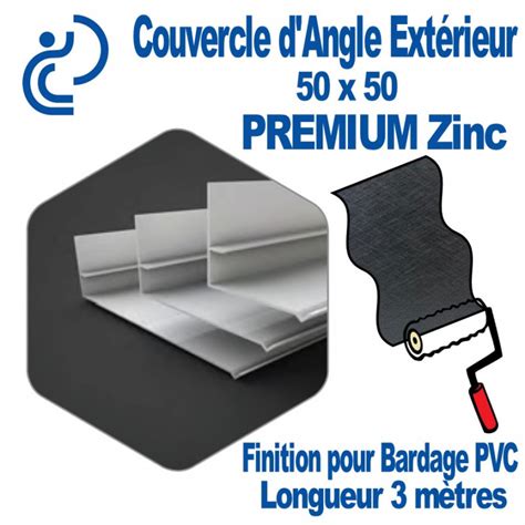 Couvercle d angle Extérieur PVC PREMIUM Zinc 50x50 en 3 mètres