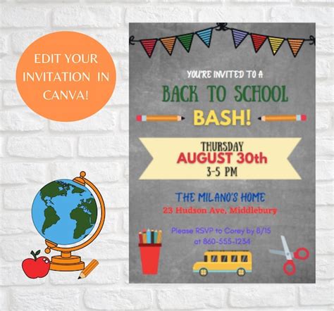 Editable Back To School Party Template Party Invitation Etsy