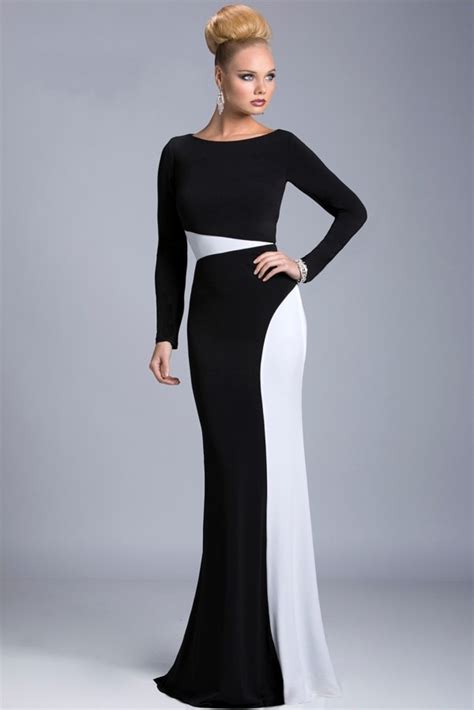 White And Black Formal Dubai Kaftan Elegant Long Sleeve Mermaid Janique
