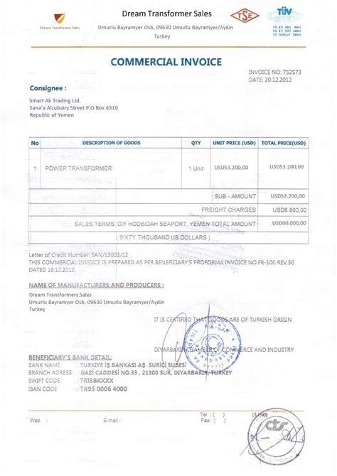Sample Legalized Commercial Invoice Letterofcreditbiz Lc Lc