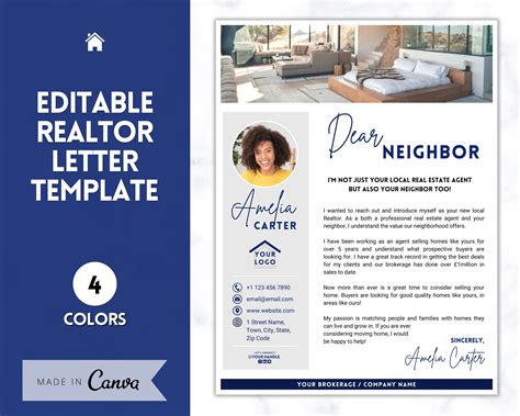 Real Estate Introduction Letter Template Real Estate Marketing Flyer Realtor Bio Blue Lupon