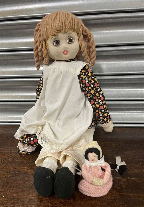 Vintage Circa 1940s50s Cloth Rag Doll With Painted Face