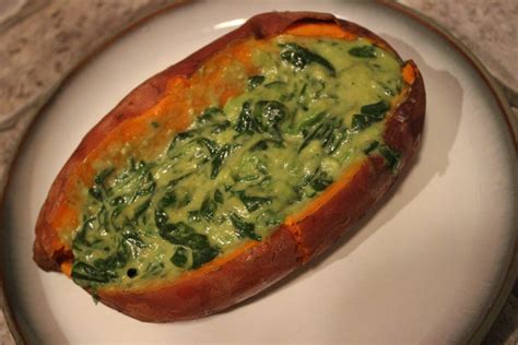 Season with nutmeg, salt, and pepper, to taste. Spinach and Avocado Stuffed Sweet Potatoes | Wholesomely Fit