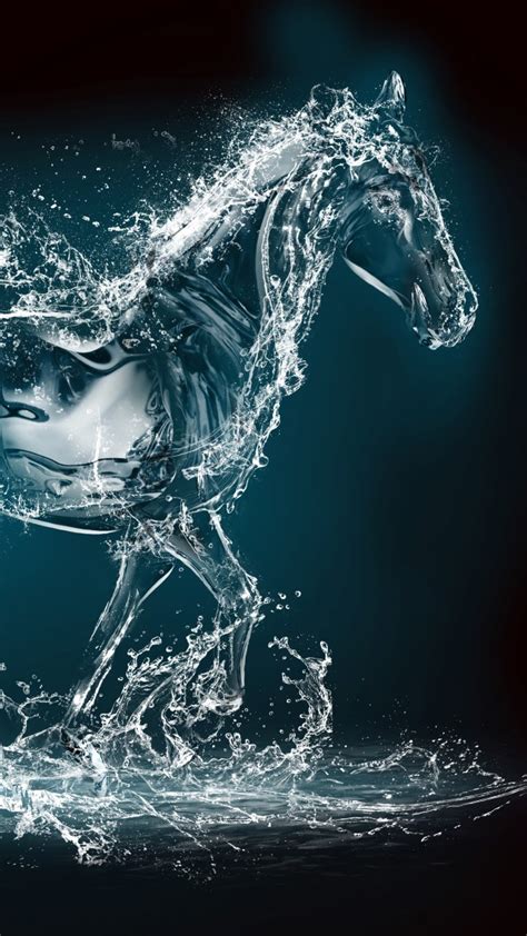 Wallpaper Horse Water Transparent 10k Art 18731