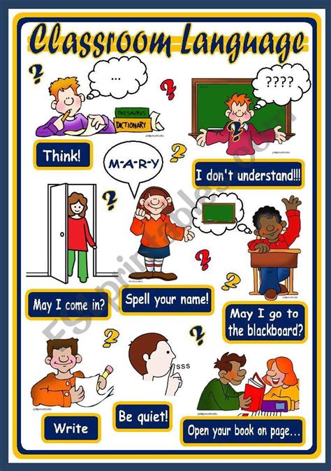 Classroom Language Poster 2 Esl Worksheet By Xani Classroom Language Learn English