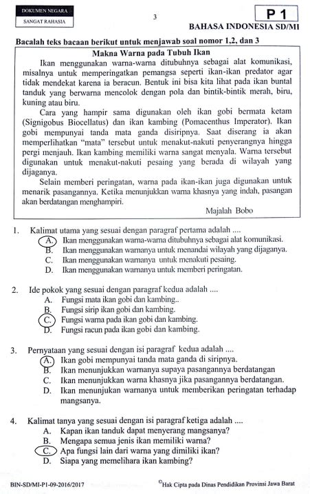 Soal Dan Jawaban Latihan Usbn Bahasa Indonesia Sd Tahun 2021 2022 Hot