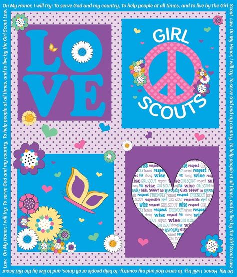 Girl Scouts In Blue Quilt Panel By Riley Blake