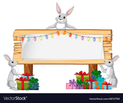 Rabbits Celebrating With T Boxes And Signboard Vector Image
