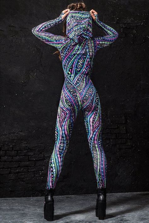 womens bodysuit psychedelic clothing adult onesie etsy festival outfits festival wear