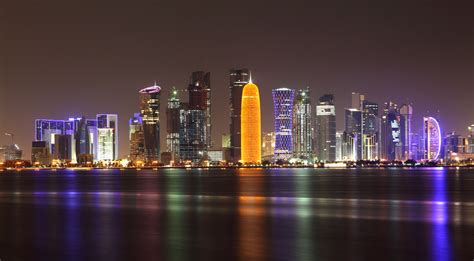 Doha Skyline At Night Qatar Itvibes