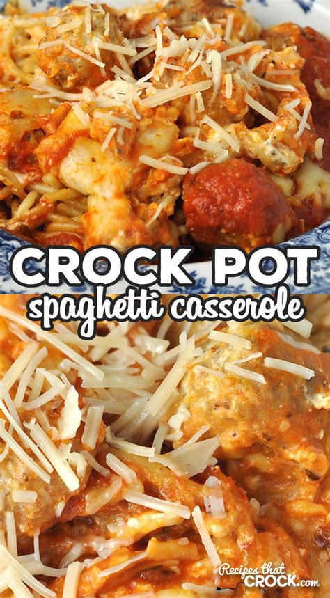 Click the link for the recipe. Crock Pot Spaghetti Casserole - Recipes That Crock!