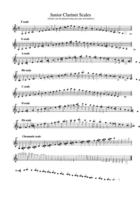 Junior Clarinet Scales Printable Pdf Download