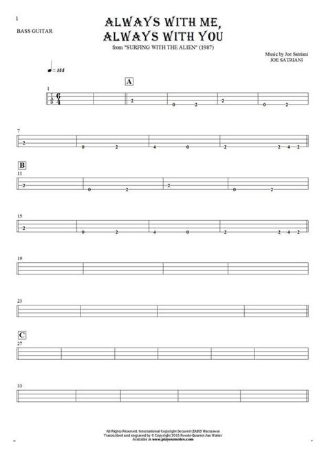 This song, based on the book by ernest hemingway of the same name, is another song played by cliff burton on bass. Always With Me, Always With You - Tablature for bass guitar | PlayYourNotes