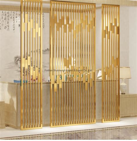 Customized Hotel Lobby Metal Decorative Partition Gold Stainless Steel Screen China Folding