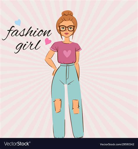Fashion Girl Cartoon Character Royalty Free Vector Image