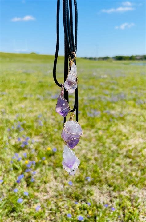 Amethyst Crystal Necklace Wire Wrapped Reiki Charged Etsy