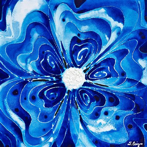 New Blue Glory Flower Art Buy Prints Painting By Sharon Cummings