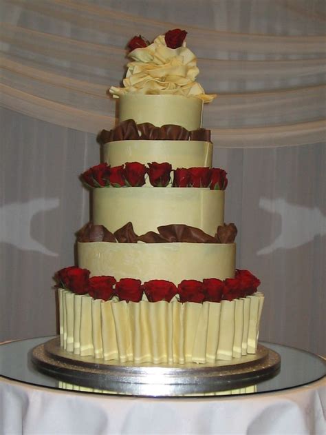 Valrhona Ivoire White Chocolate Wrapped 5 Tiers Wedding Cake Decorated