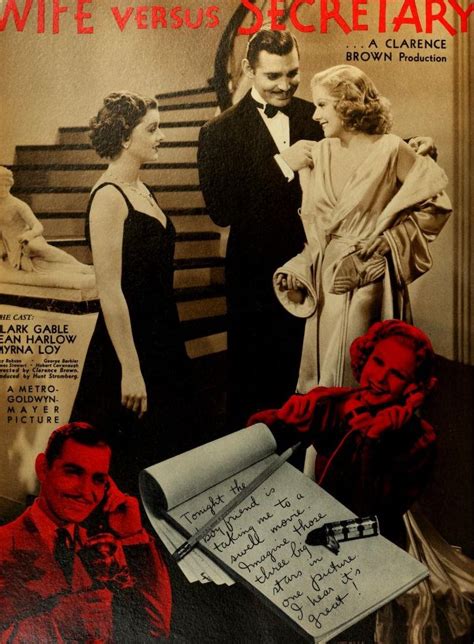Jean Harlow Clark Gable And Myrna Loy In Wife Vs Secretary Classic Film Stars Jean