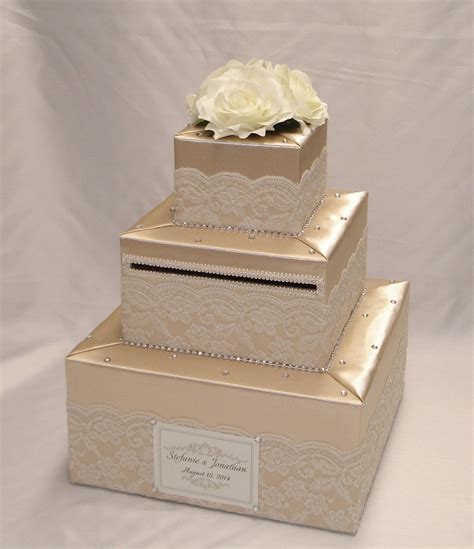 Elegant Custom Made Wedding Card Box Lace And Rhinestones