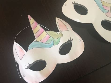 Watercolor Unicorn Mask Free Printable 4 Steps Free Printable