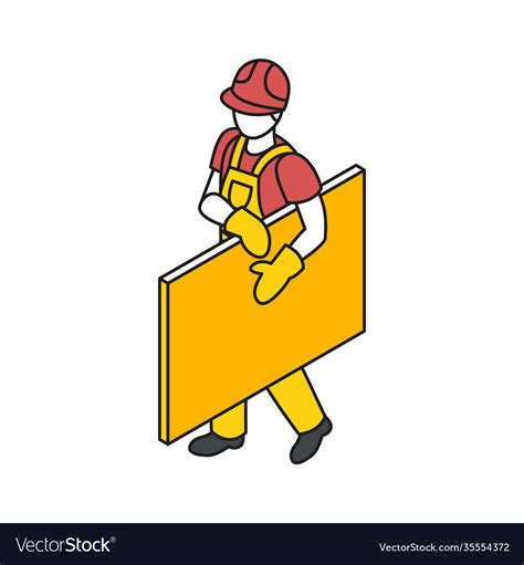 Builder Engineer Isometric Composition Royalty Free Vector