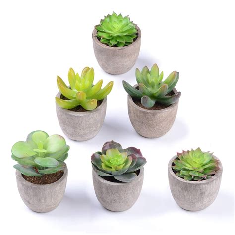 Artificial Succulent Plants Coolmade Set Of 6 Fake Succulent Planter