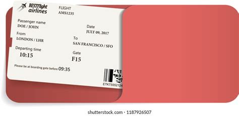 Two Realistic Airline Tickets Boarding Pass Stock Vector Royalty Free Shutterstock