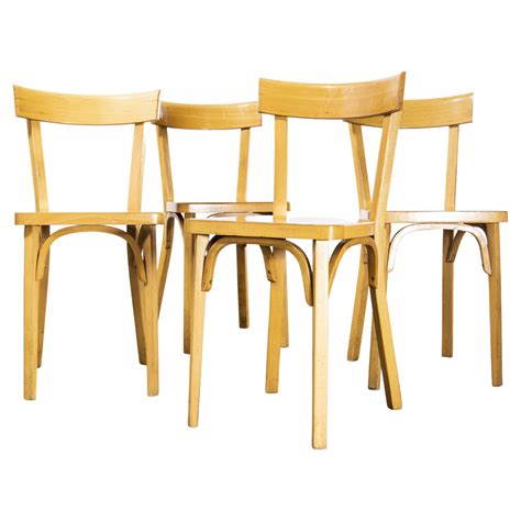 1950s French Baumann Blonde Slim Back Bentwood Dining Chairs Various