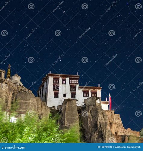 Lamayuru Or Yuru Gompa Is Tibetan Buddhist Monastery At Night With