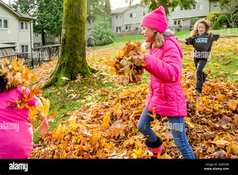 Kids Playing In Fall Leaves Hi Res Stock Photography And Images Alamy